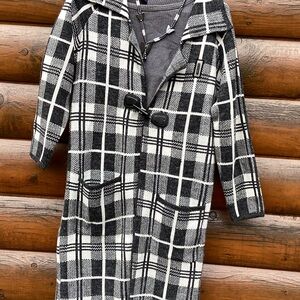 Long Line Duster Cardigan w/Toggle Closure Fits Sz S-LG  IMO  Plaid EPLC